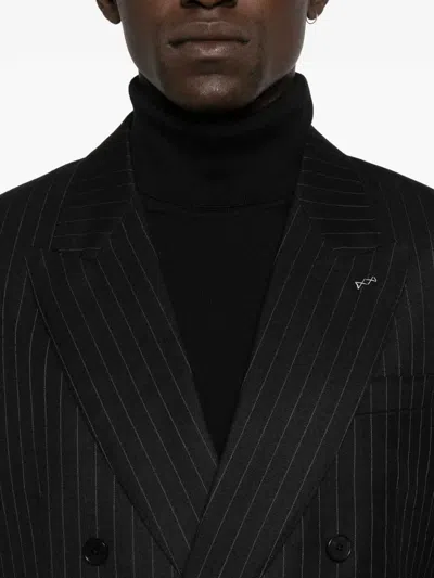 Givenchy Stripe-pattern Double-breasted Blazer In Black