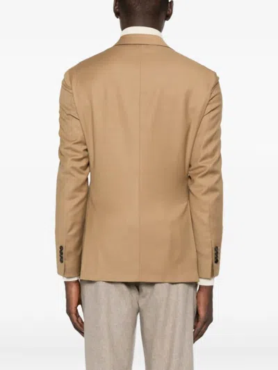 L.b.m 1911 Double-breasted Frayed-edge Blazer In Brown