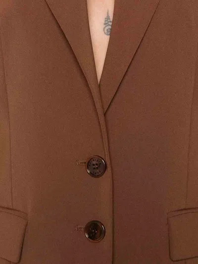 Patrizia Pepe Structured Brown Tailored Jacket With Notched Lapel In Brown