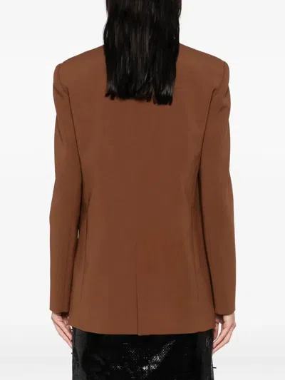 Patrizia Pepe Structured Brown Tailored Jacket With Notched Lapel In Brown