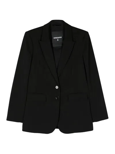 Patrizia Pepe Tailored Black Blazer With Notched Lapelsfinish In Black