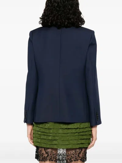 Valentino Single Breast Wool Silk Blazer In Blue