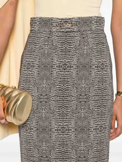 Elisabetta Franchi Python Print Viscose Pencil Skirt Clothing In Gray