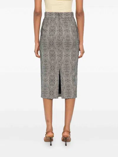Elisabetta Franchi Python Print Viscose Pencil Skirt Clothing In Gray