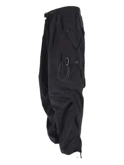 And Wander 95 High Count Cloth Side Zip Hemm Pants In Black