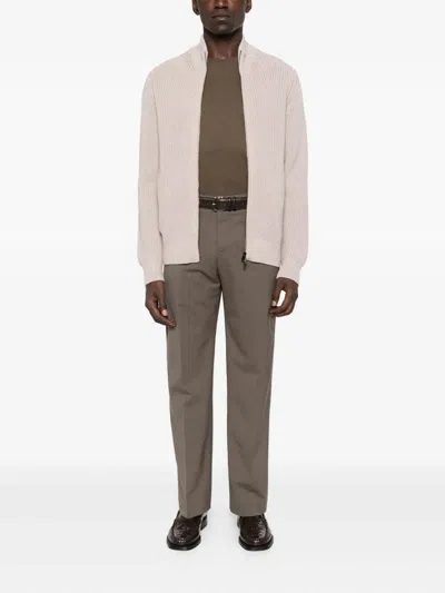 Drumohr Cardigan With Pockets And Zip In Neutral