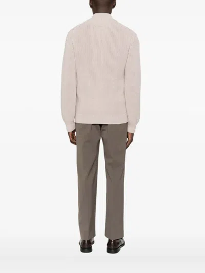 Drumohr Cardigan With Pockets And Zip In Neutral