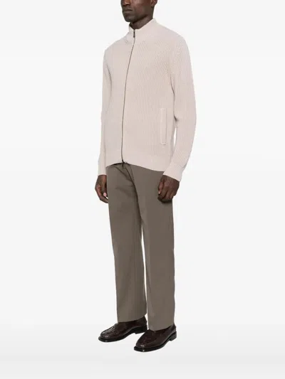 Drumohr Cardigan With Pockets And Zip In Neutral