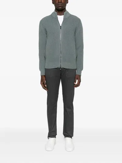 Drumohr Cardigan With Pockets And Zip In Green