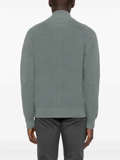 Drumohr Cardigan With Pockets And Zip In Green