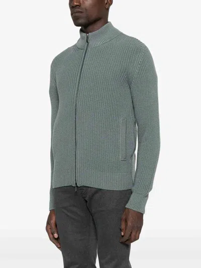 Drumohr Cardigan With Pockets And Zip In Green