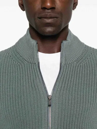 Drumohr Cardigan With Pockets And Zip In Green
