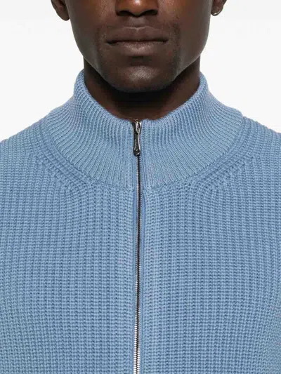 Drumohr Cardigan With Pockets And Zip In Blue