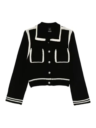 Pinko Black Wool Cardigan In Black