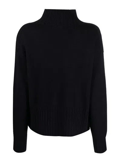 Drumohr Long Sleeves Turtle Neck Oversized Sweater In Blue