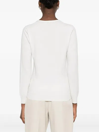 Brunello Cucinelli Cashmere Sweater With Monili In White