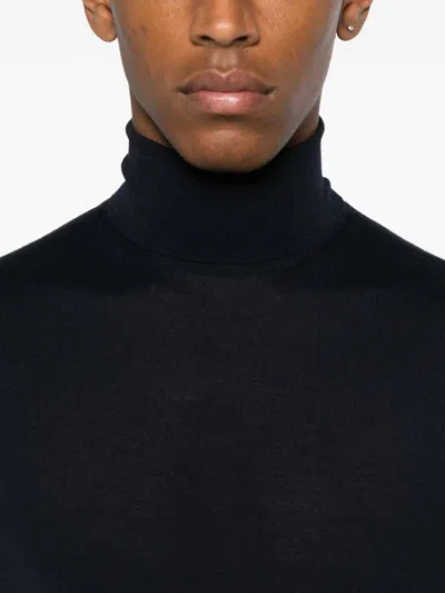 Drumohr Turtleneck Merino Wool Sweater With Long Sleeves In Black