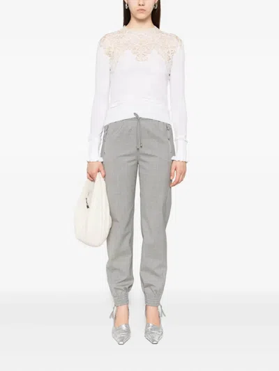 Ermanno Scervino Long Sleeve Merino Sweater In White