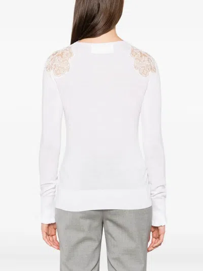 Ermanno Scervino Long Sleeve Merino Sweater In White