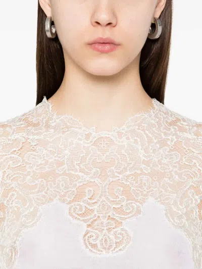 Ermanno Scervino Long Sleeve Merino Sweater In White