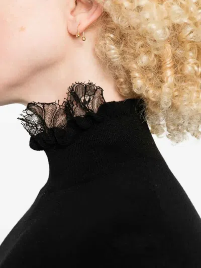 Ermanno Scervino Long Sleeve Turtle-neck Sweater In Black