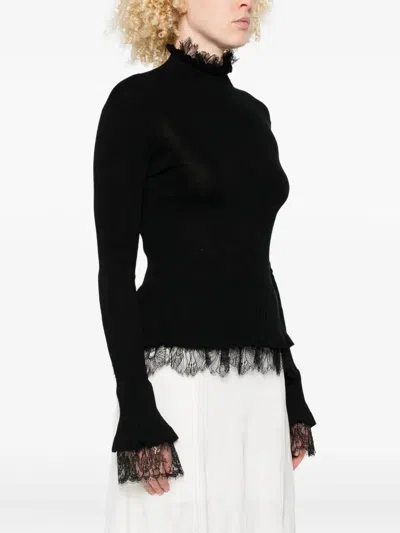 Ermanno Scervino Long Sleeve Turtle-neck Sweater In Black