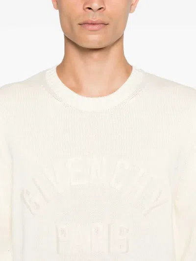 Givenchy Mens Ecru Brand-embroidery Crewneck Cotton Jumper In Neutral