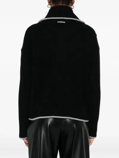 Pinko Wool And Cashmere Sweater With Zip In Black