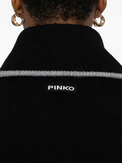 Pinko Wool And Cashmere Sweater With Zip In Black