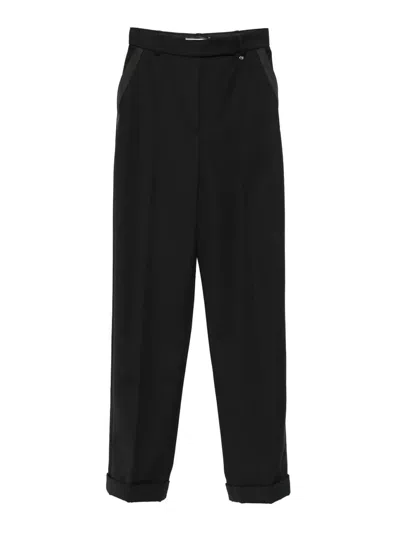 Nissa Satin-trim Trousers In Black