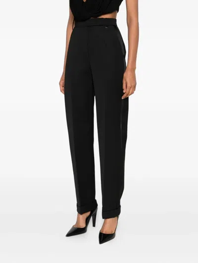 Nissa Satin-trim Trousers In Black
