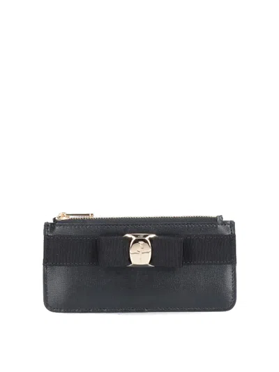 Ferragamo Vara Bow Card Holder In Black