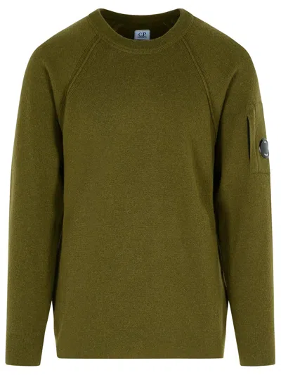 C.p. Company Cp Company Sweatshirts Crew Neck In Brushed Emerized Diagonal Fleece In Green