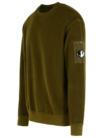 C.p. Company Cp Company Sweatshirts Crew Neck In Brushed Emerized Diagonal Fleece In Green