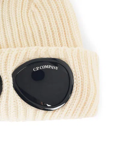 C.p. Company Cream Merino Wool Beanie In Neutral