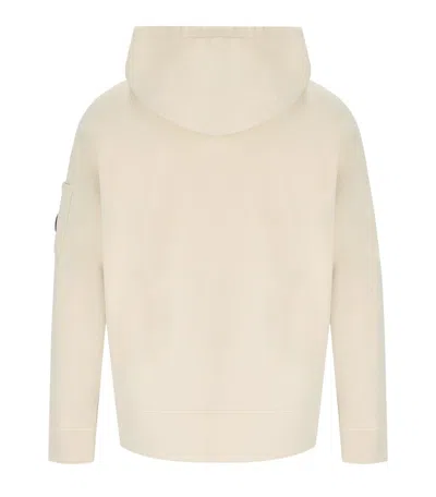 C.p. Company Diagonal Fleece Boxy Cream Hoodie In Neutral