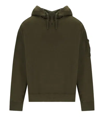 C.p. Company Hooded Long Sleeve Sweatshirt With Arm Pocket In Brown