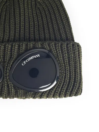 C.p. Company Green Merino Wool Beanie In Green