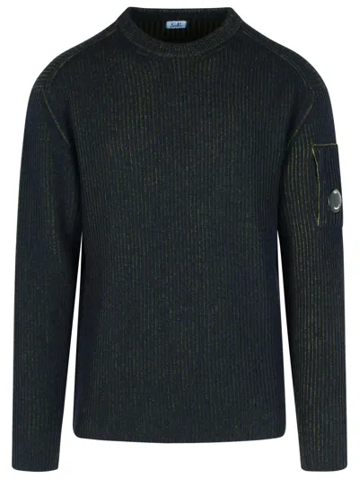 C.p. Company Green Wool Blend Sweater In Black