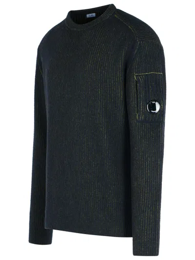 C.p. Company Green Wool Blend Sweater In Black