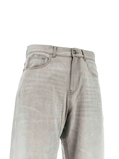 Palm Angels Curved Logo Loose Jeans In Gray