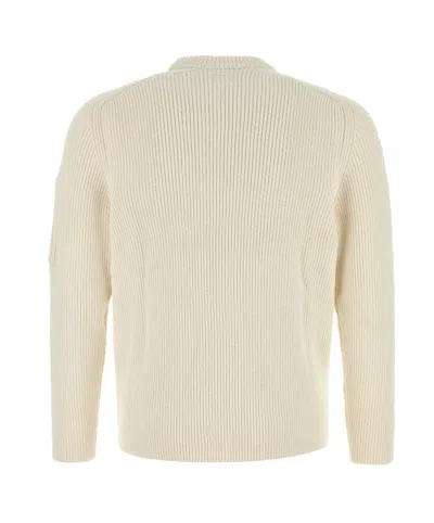 C.p. Company C.p.company Full Rib Crewneck Lens Sweater In Metallic