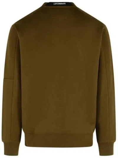 C.p. Company Long-sleeve Sweatshirt With Zippered Pocket And Ribbed Details In Green