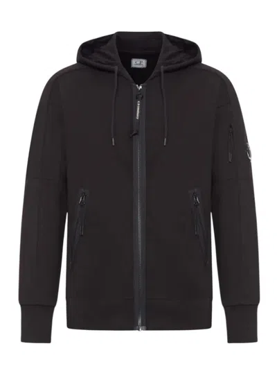 C.p. Company C.p.company Sweatshirts Hooded Open In Black