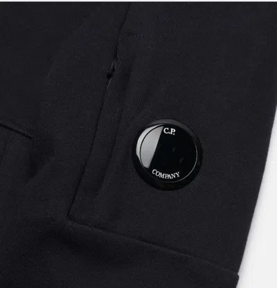 C.p. Company Diagonal Raised Fleece Goggle Zipped Hoodie In Black