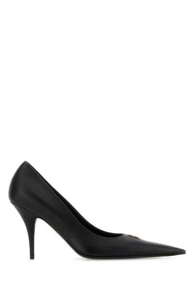 Balenciaga Black Leather Avenue Bb Editor 90 Pumps In Multi