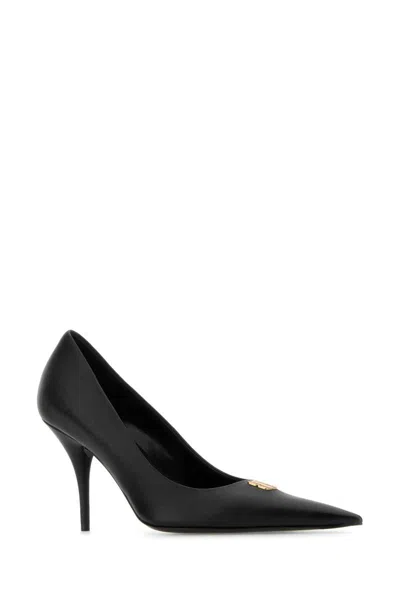 Balenciaga Black Leather Avenue Bb Editor 90 Pumps In Multi