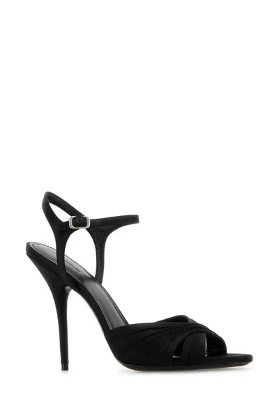 Balenciaga Black Dynastie Satin Sandals In Black
