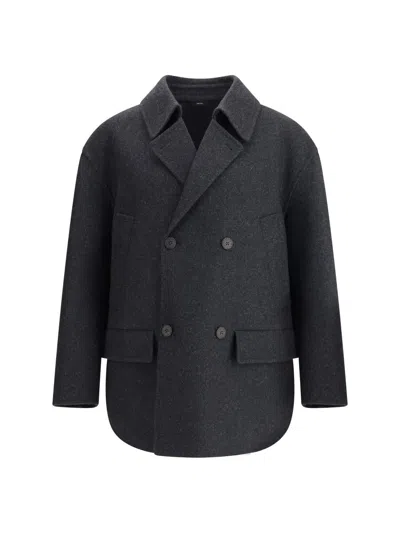 Fendi Felt Wool Coat Coats And Trench Coats Gray In Black