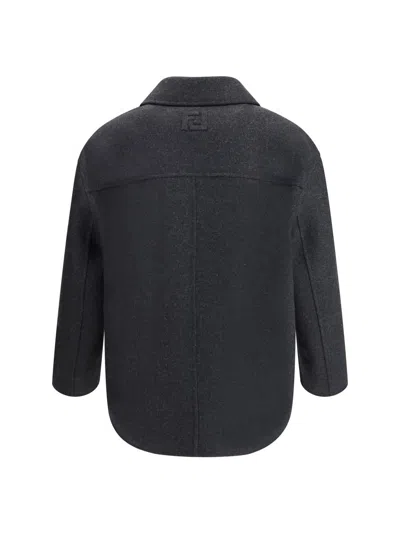 Fendi Felt Wool Coat Coats And Trench Coats Gray In Black